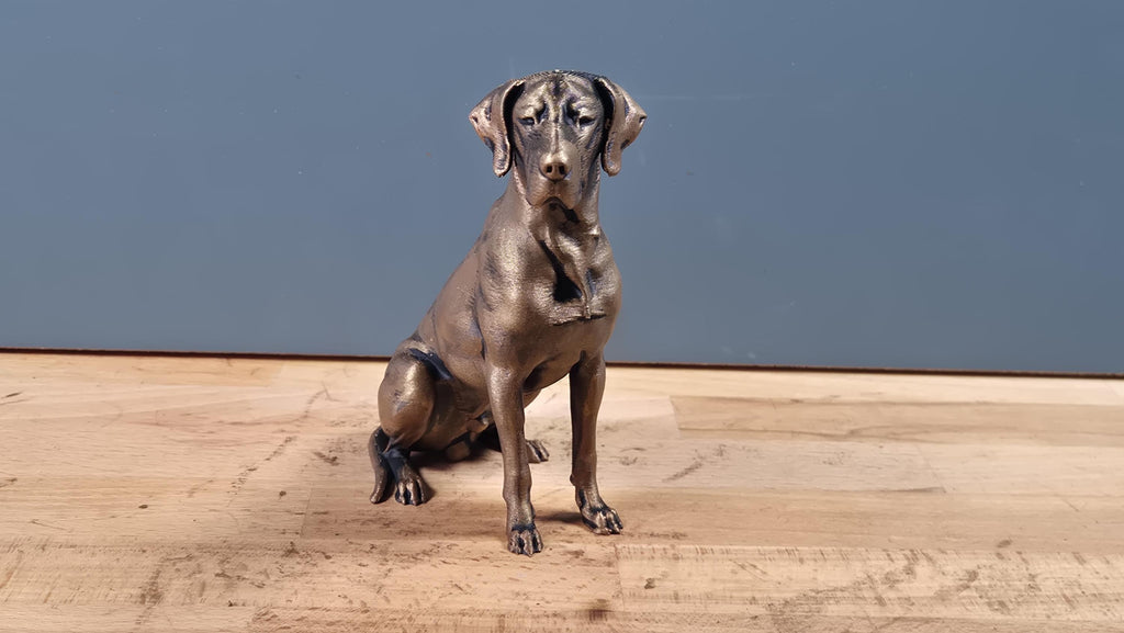 Statuette Dogue Allemand 13 cm – Sculpture Chien Imprimée en 3D – Finition Bronze Antique