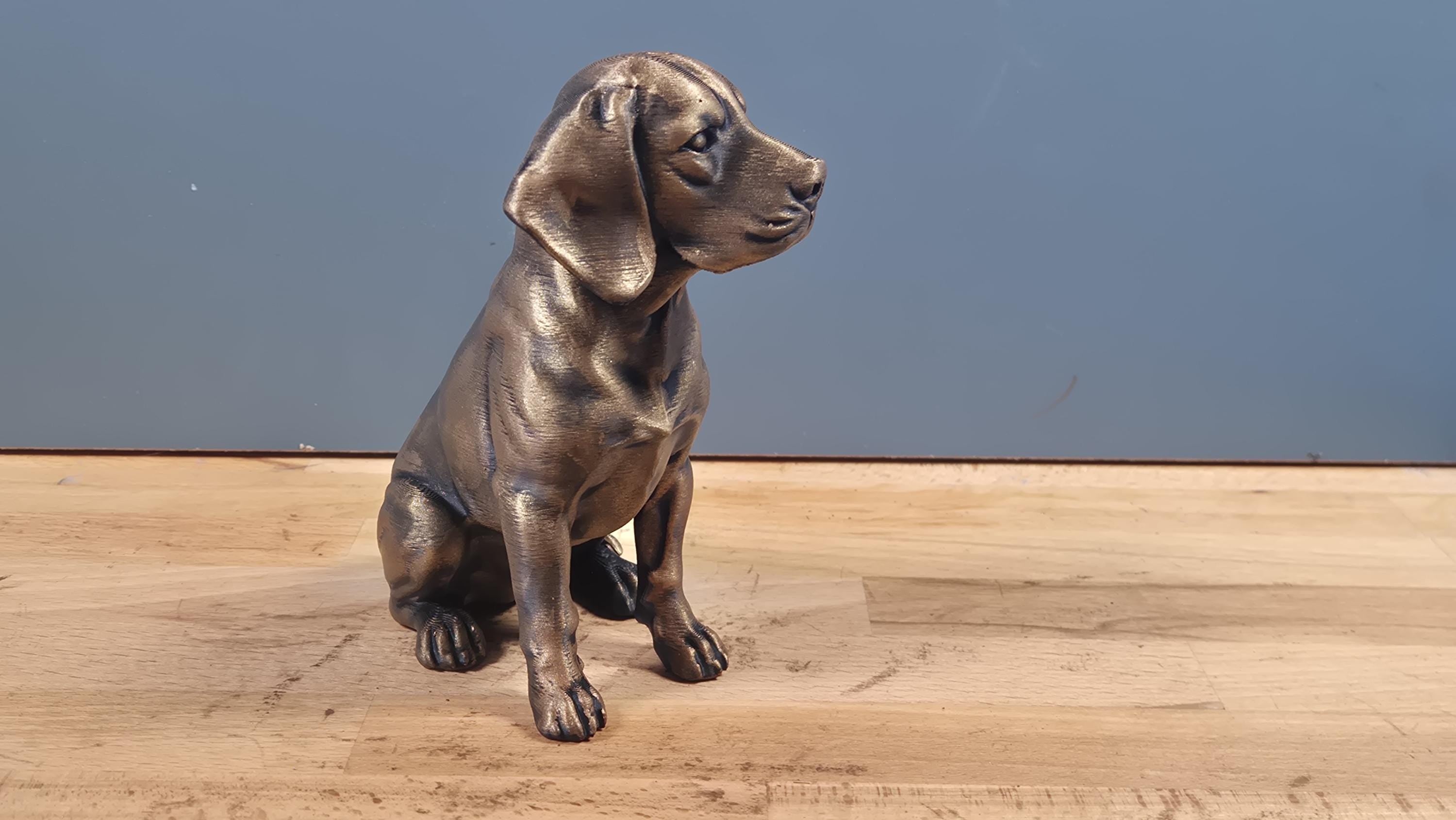 Statue Beagle Bronze Antique – Sculpture Chien Imprimée en 3D – Figurine Décorative