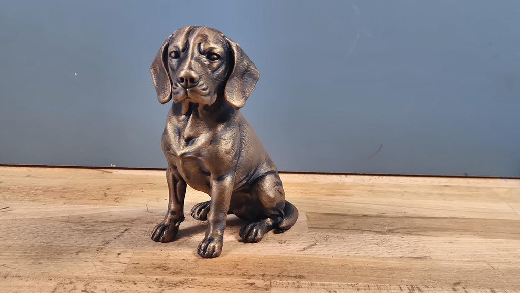 Statue Beagle Bronze Antique – Sculpture Chien Imprimée en 3D – Figurine Décorative