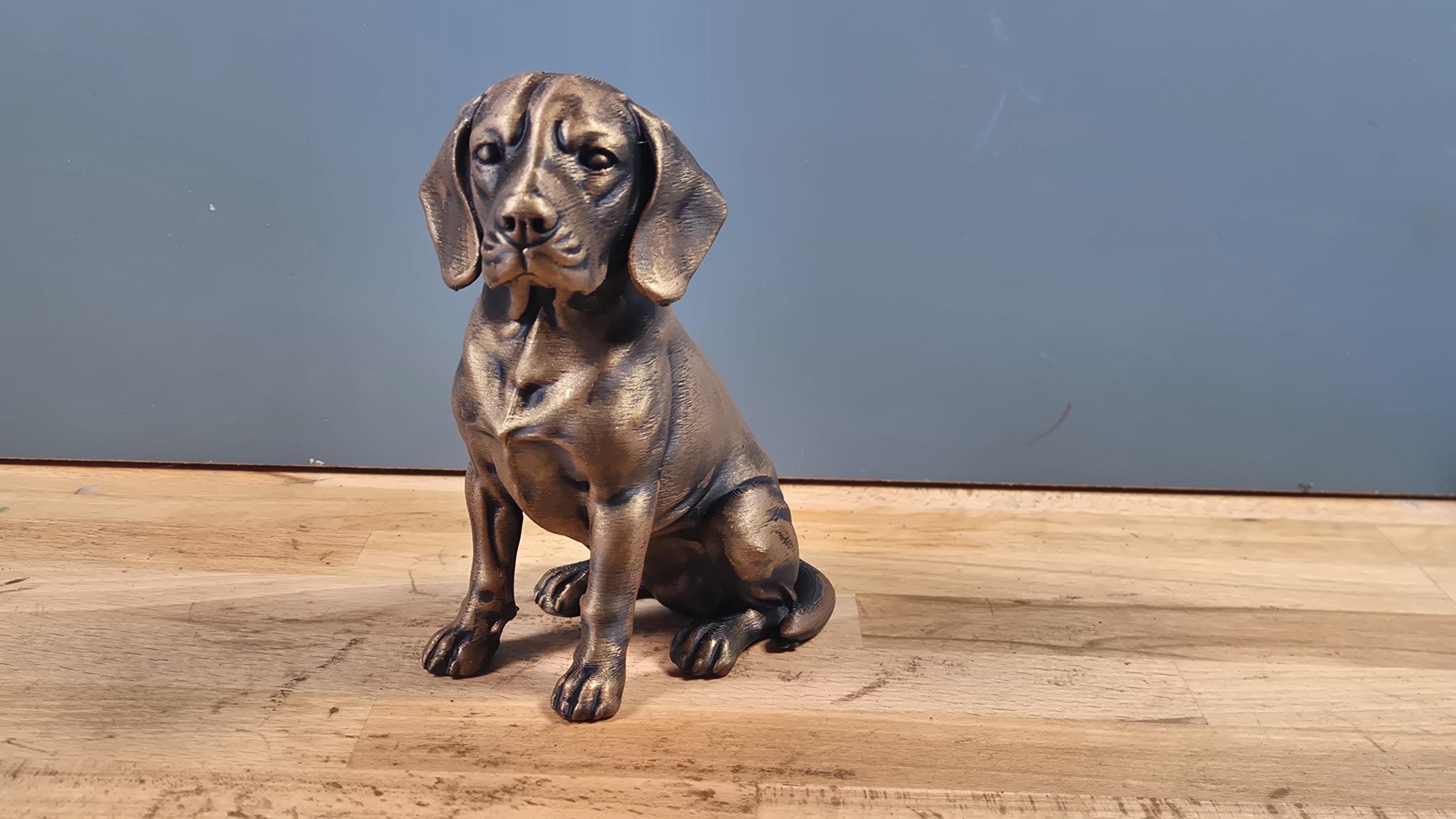 Statue Beagle Bronze Antique – Sculpture Chien Imprimée en 3D – Figurine Décorative