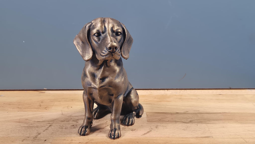 Statue Beagle Bronze Antique – Sculpture Chien Imprimée en 3D – Figurine Décorative