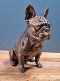 Statue Bouledogue Français Bronze Antique – Sculpture Chien Imprimée en 3D – Figurine Décorative – Cadeau pour Amoureux des Bulldogs