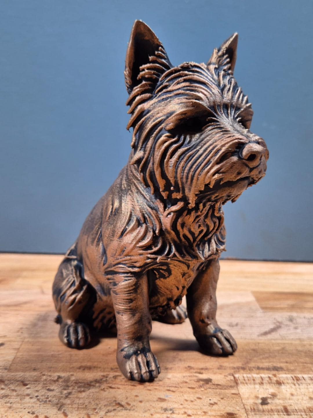 Statue Westie en Bronze Antique – Sculpture West Highland White Terrier Imprimée en 3D – Figurine Chien Décorative