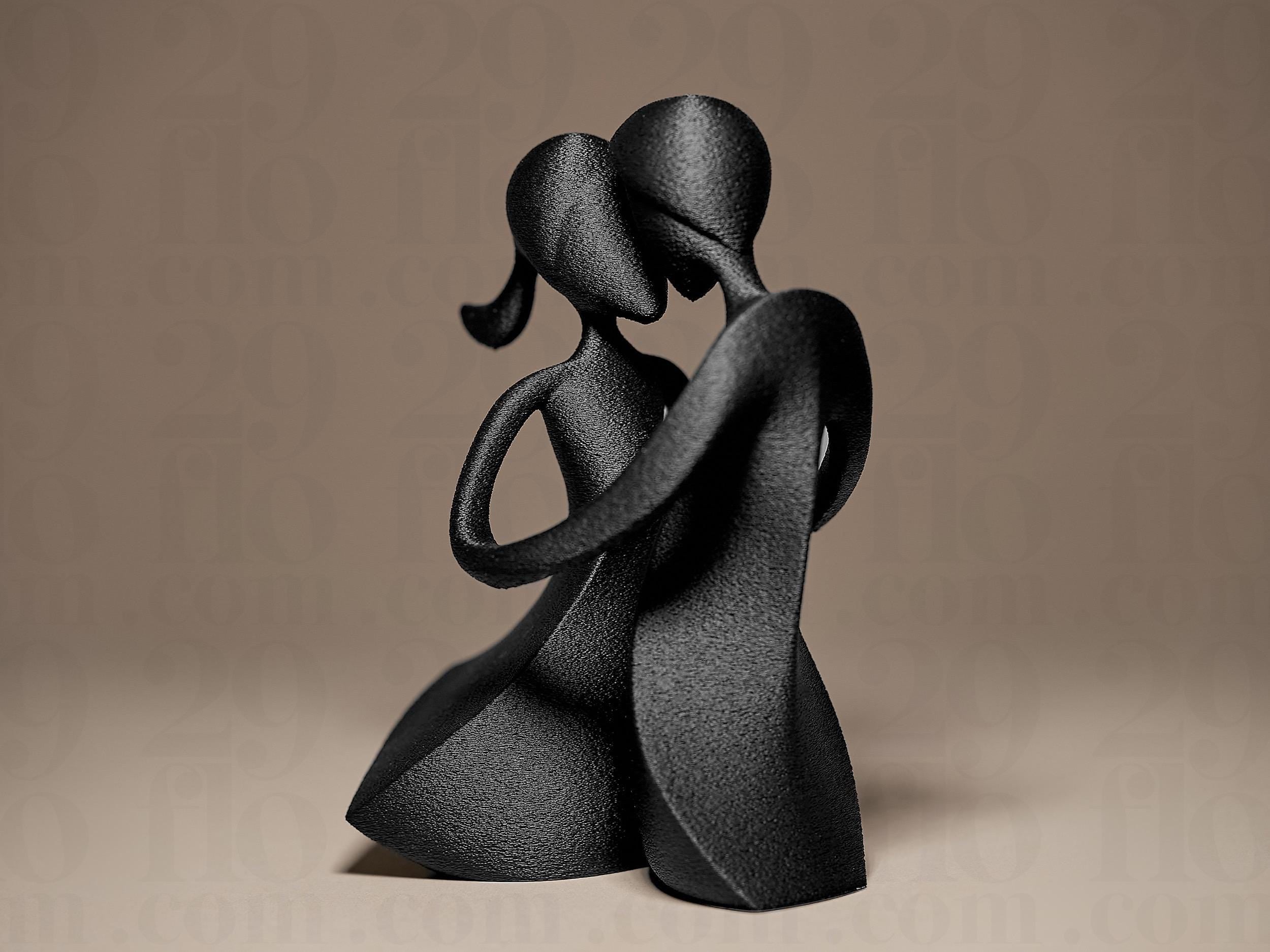 Sculpture Couple Moderne Noir – Statue Amour Minimaliste – Décoration Romantique Design Imprimée en 3D
