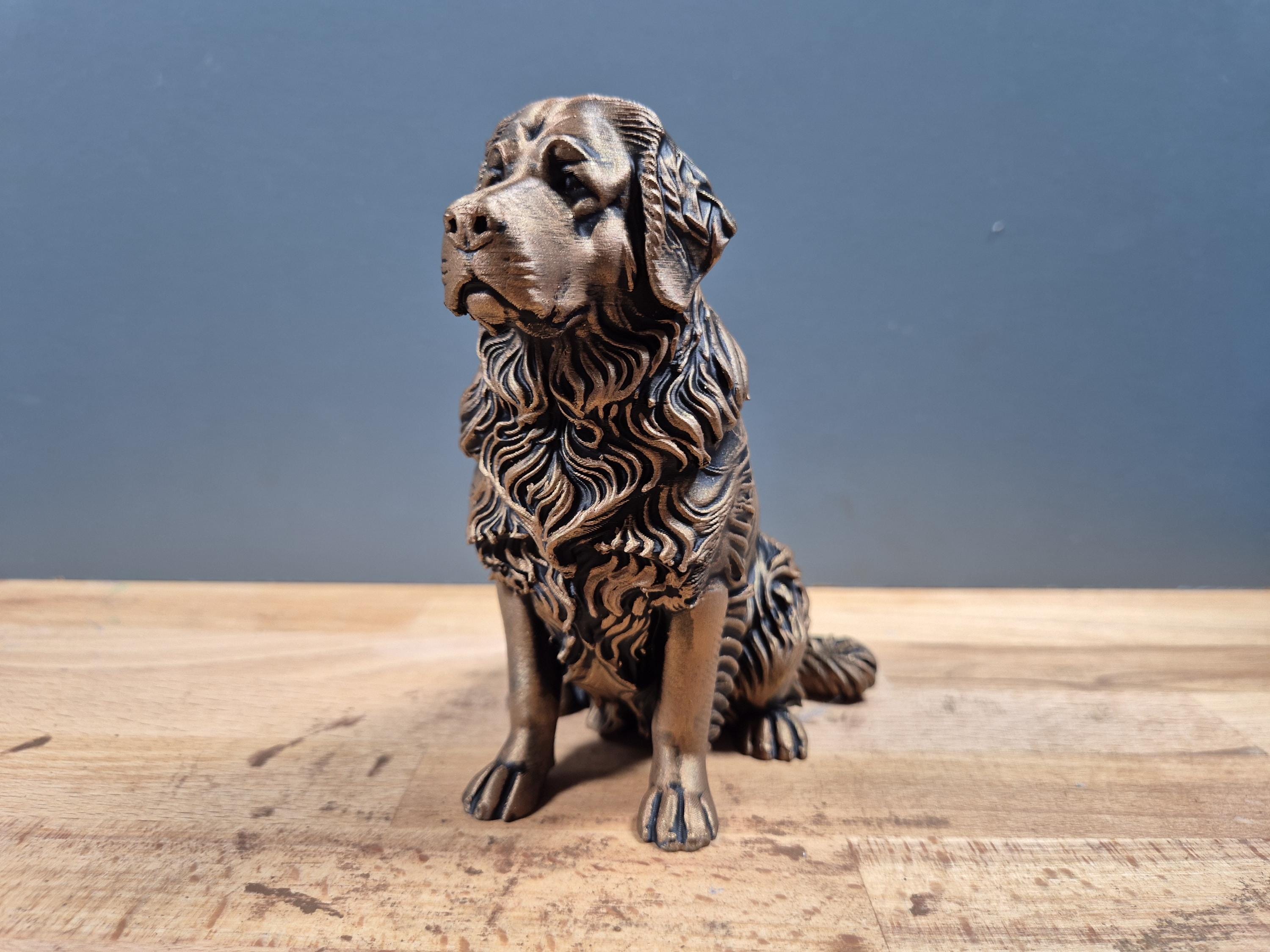 Terre-Neuve Statue Chien Personnalisée en Impression 3D, Décoration Effet Bronze, Cadeau Unique pour Amoureux des Terre-Neuve