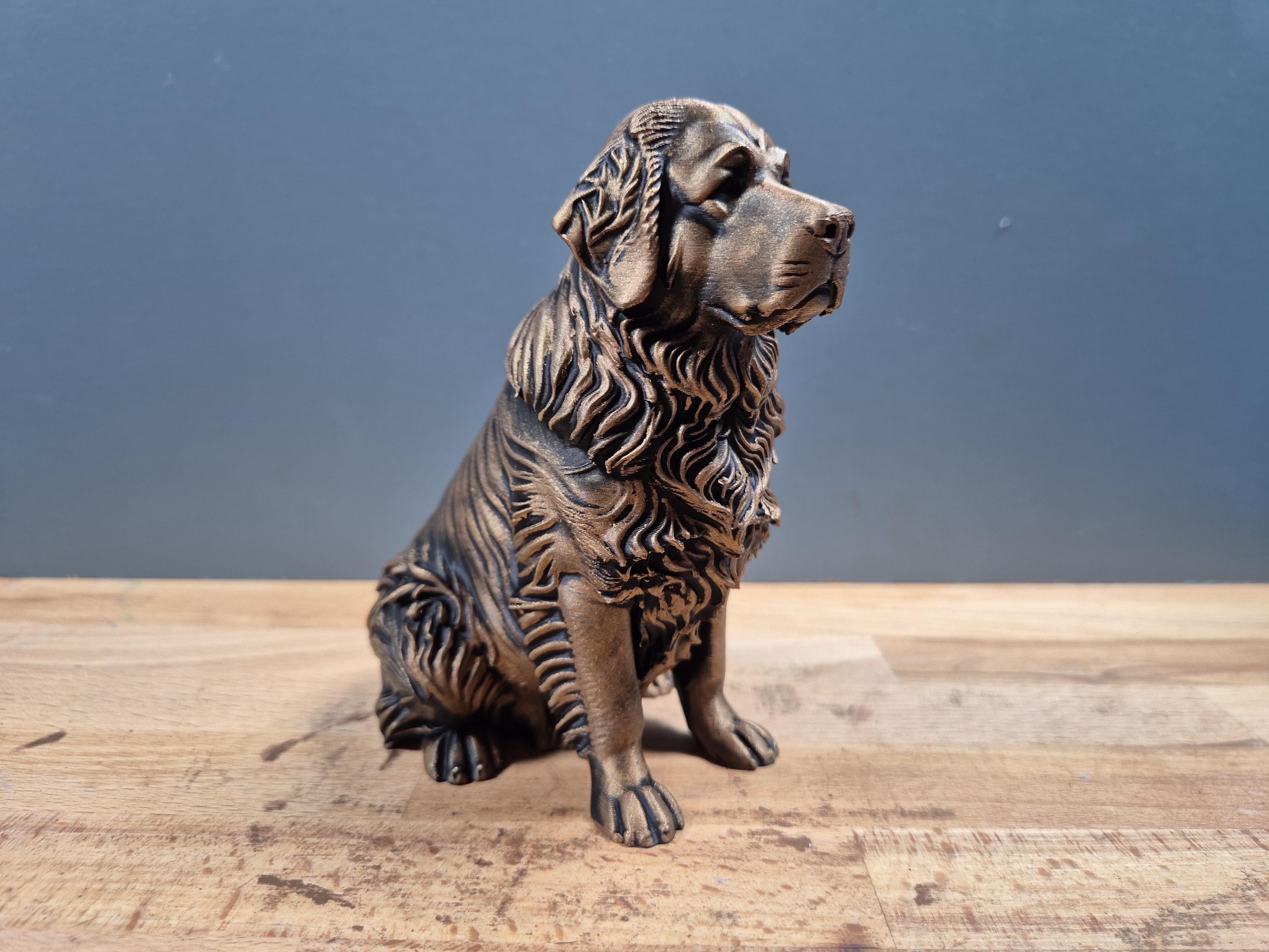 Terre-Neuve Statue Chien Personnalisée en Impression 3D, Décoration Effet Bronze, Cadeau Unique pour Amoureux des Terre-Neuve