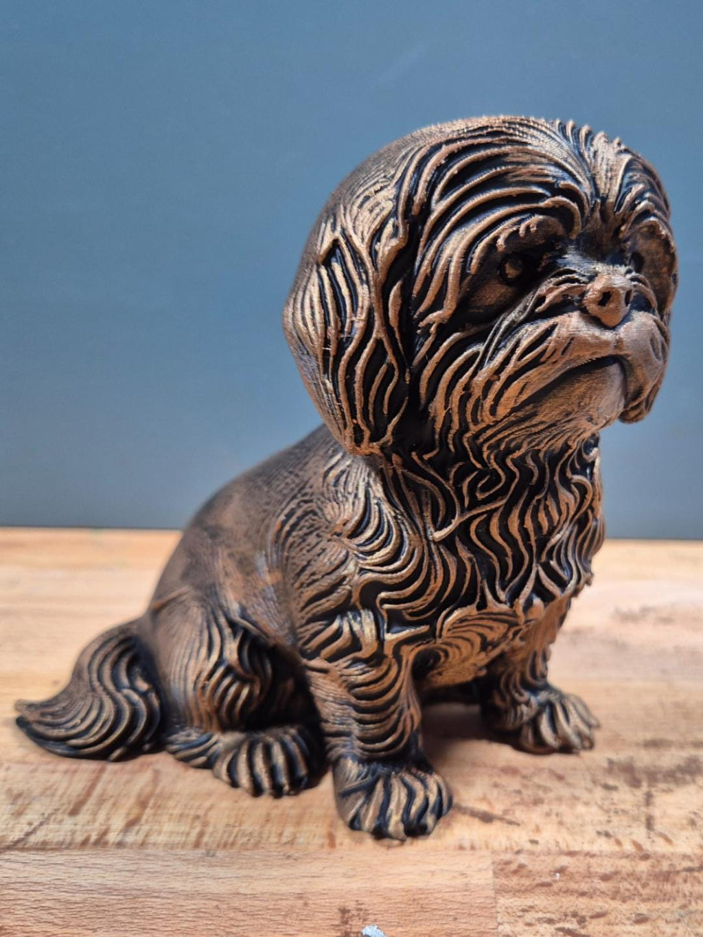 Statue Shih Tzu en impression 3D – Chien décoratif effet bronze – Cadeau pour amoureux des Shih Tzu