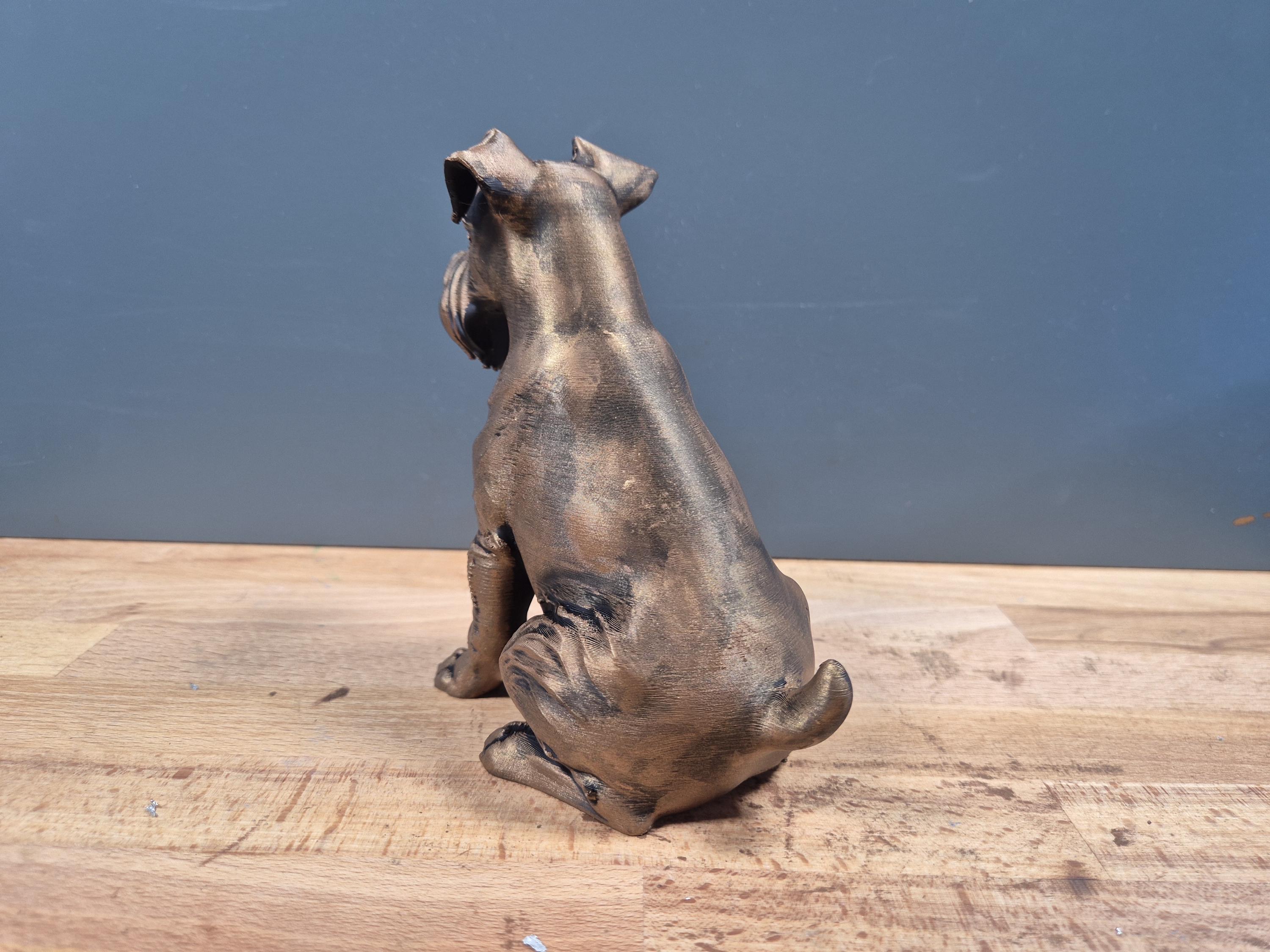 Statue Schnauzer Miniature en impression 3D – Chien décoratif effet bronze – Cadeau pour amoureux des Schnauzers