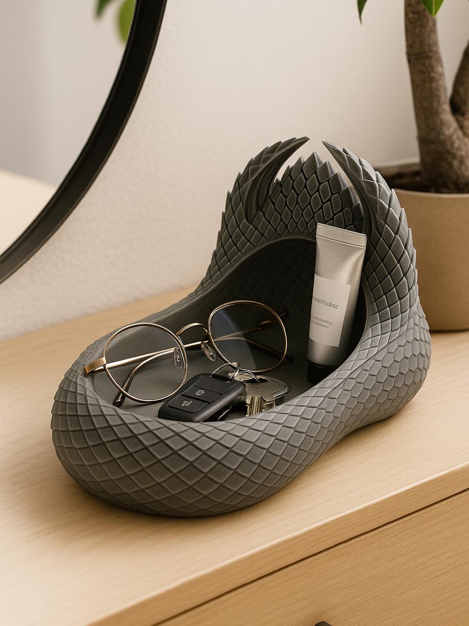 Vide-Poche Dragon Fantaisie – Organiseur de Bureau Imprimé en 3D – Décoration Médiévale Moderne