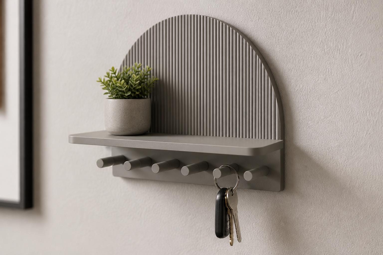 Porte-Clés Mural avec Étagère – Organisateur d’Entrée Design Arche Moderne – Support pour Clés et Décoration Minimaliste