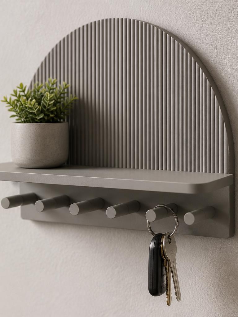 Porte-Clés Mural avec Étagère – Organisateur d’Entrée Design Arche Moderne – Support pour Clés et Décoration Minimaliste