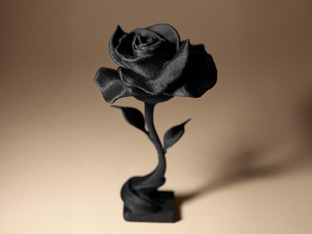 Rose Noire Éternelle – Sculpture Florale Élégante en Impression 3D | Décoration Romantique et Gothique