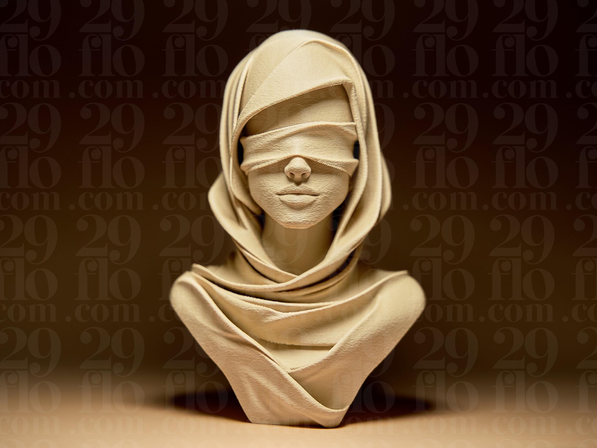 Buste Mystique Voilé – Sculpture Fantasy Moderne en Impression 3D | Décoration Gothique & Minimaliste