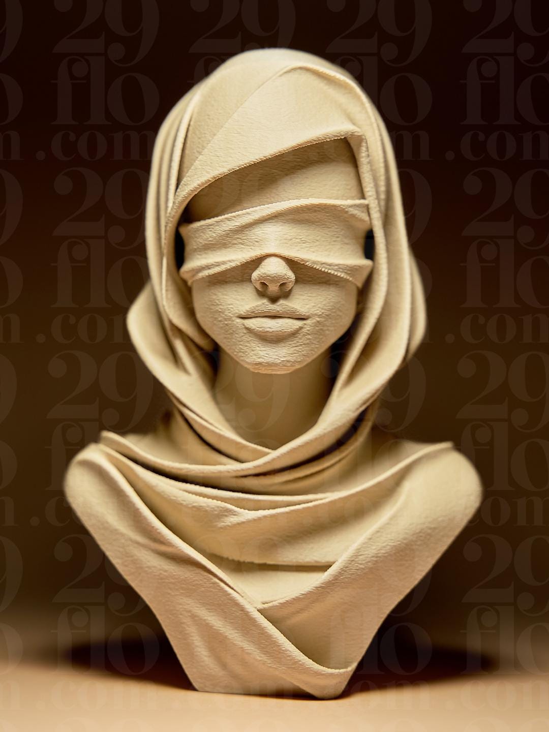 Buste Mystique Voilé – Sculpture Fantasy Moderne en Impression 3D | Décoration Gothique & Minimaliste