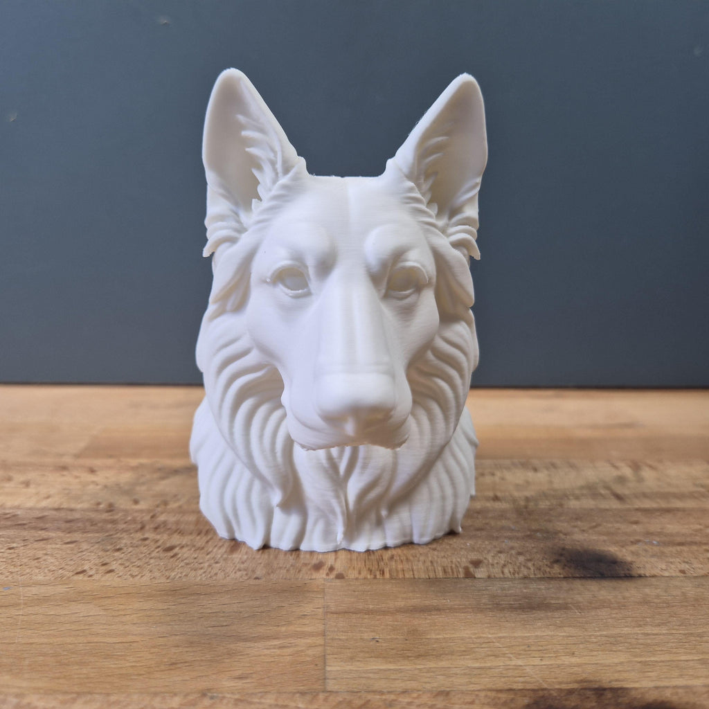 Buste de Berger Allemand à Poil Long – Statue Chien en Impression 3D – Décoration Personnalisée – Cadeau pour Amoureux des Chiens