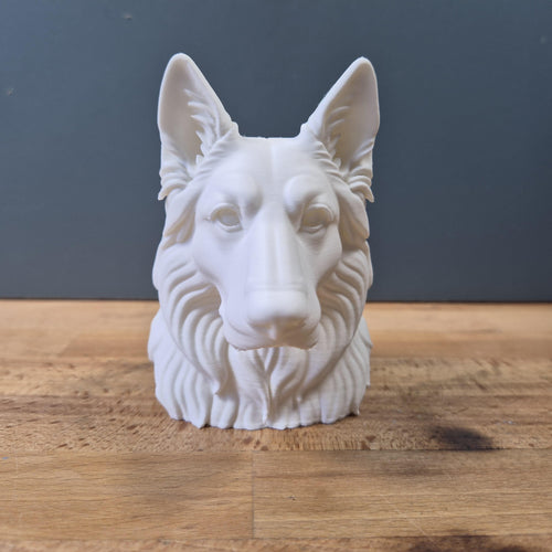 Buste de Berger Allemand à Poil Long – Statue Chien en Impression 3D – Décoration Personnalisée – Cadeau pour Amoureux des Chiens