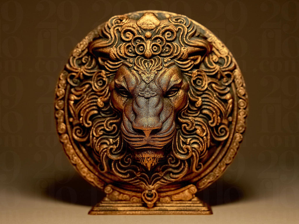 Astro Lion – Sculpture du Signe du Zodiaque Lion – Statue Décorative Bronze Antique – Impression 3D Artisanale – Cadeau Astrologique