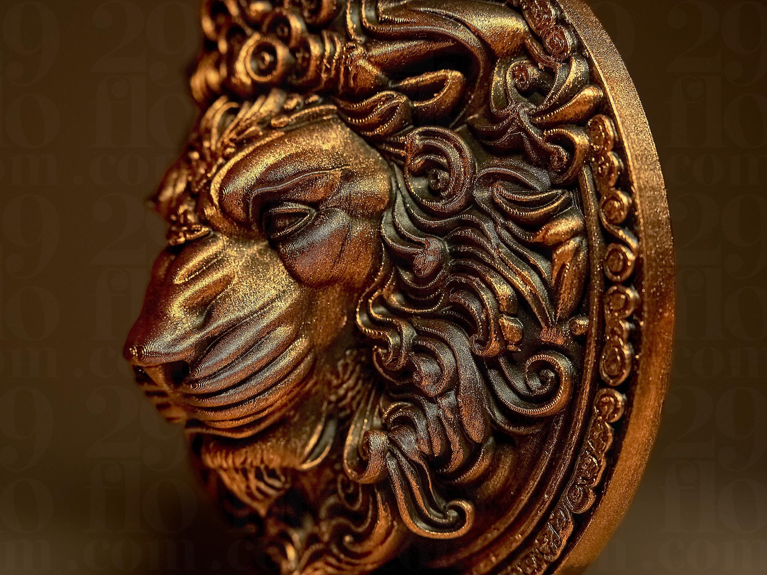 Astro Lion – Sculpture du Signe du Zodiaque Lion – Statue Décorative Bronze Antique – Impression 3D Artisanale – Cadeau Astrologique