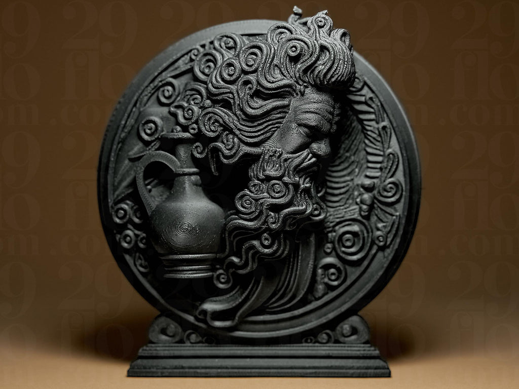 Statue Verseau Astrologique en Impression 3D – Porteur d’Eau du Zodiaque – Décoration Mystique Bronze ou Noir
