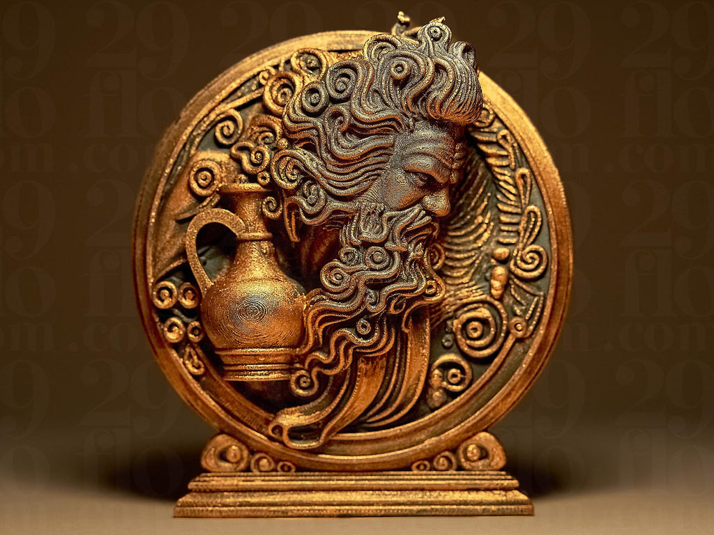 Statue Verseau Astrologique en Impression 3D – Porteur d’Eau du Zodiaque – Décoration Mystique Bronze ou Noir