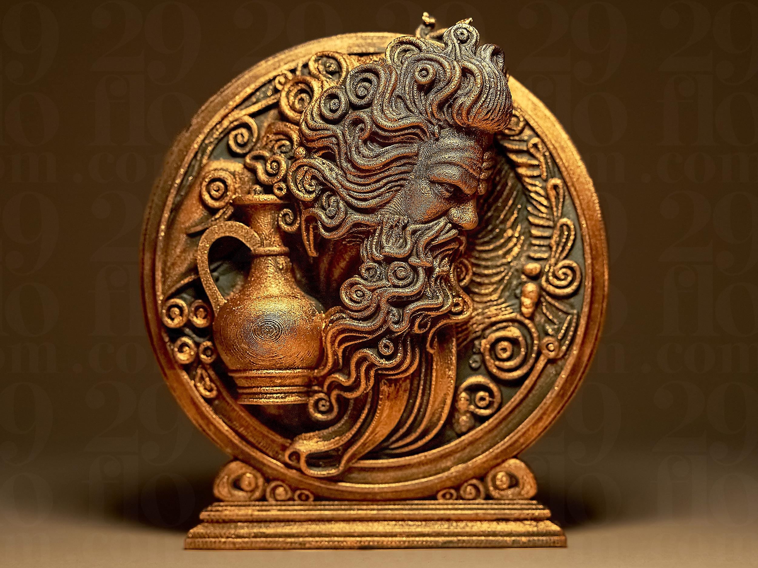 Statue Verseau Astrologique en Impression 3D – Porteur d’Eau du Zodiaque – Décoration Mystique Bronze ou Noir