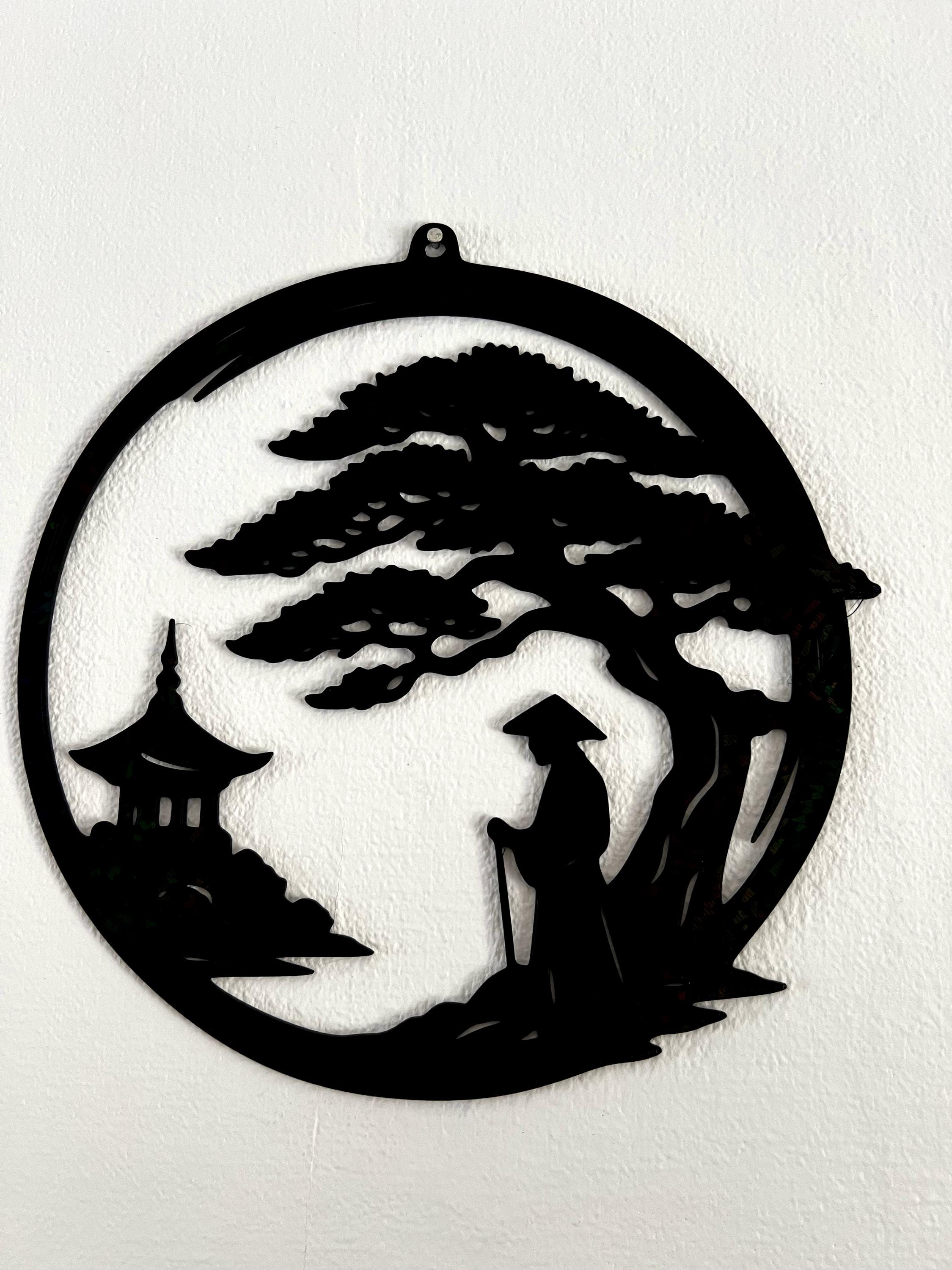 Décoration Murale Zen Japonaise – Samouraï, Temple & Pin Japonais | Art Mural Minimaliste Imprimé en 3D