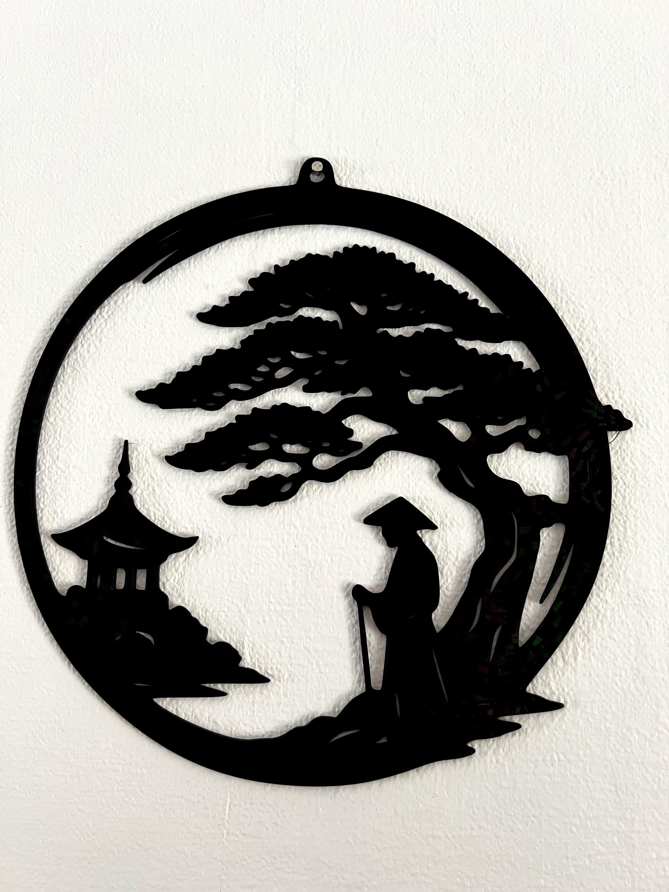 Décoration Murale Zen Japonaise – Samouraï, Temple & Pin Japonais | Art Mural Minimaliste Imprimé en 3D