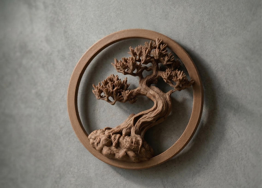 Bonsaï Japonais en Relief – Décoration Murale Zen Imprimée en 3D | Art Mural Nature & Méditation