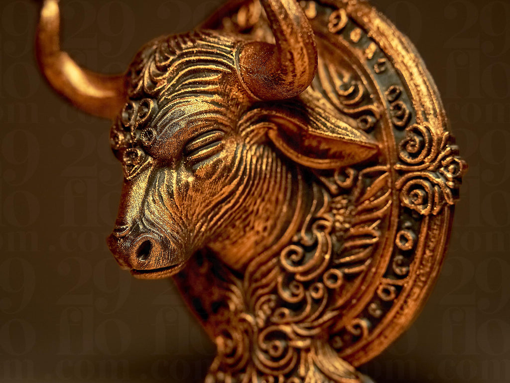 Taureau Astrologique – Statue Signe du Zodiaque Taureau en Impression 3D – Décoration Mystique Bronze – Cadeau Astrologie
