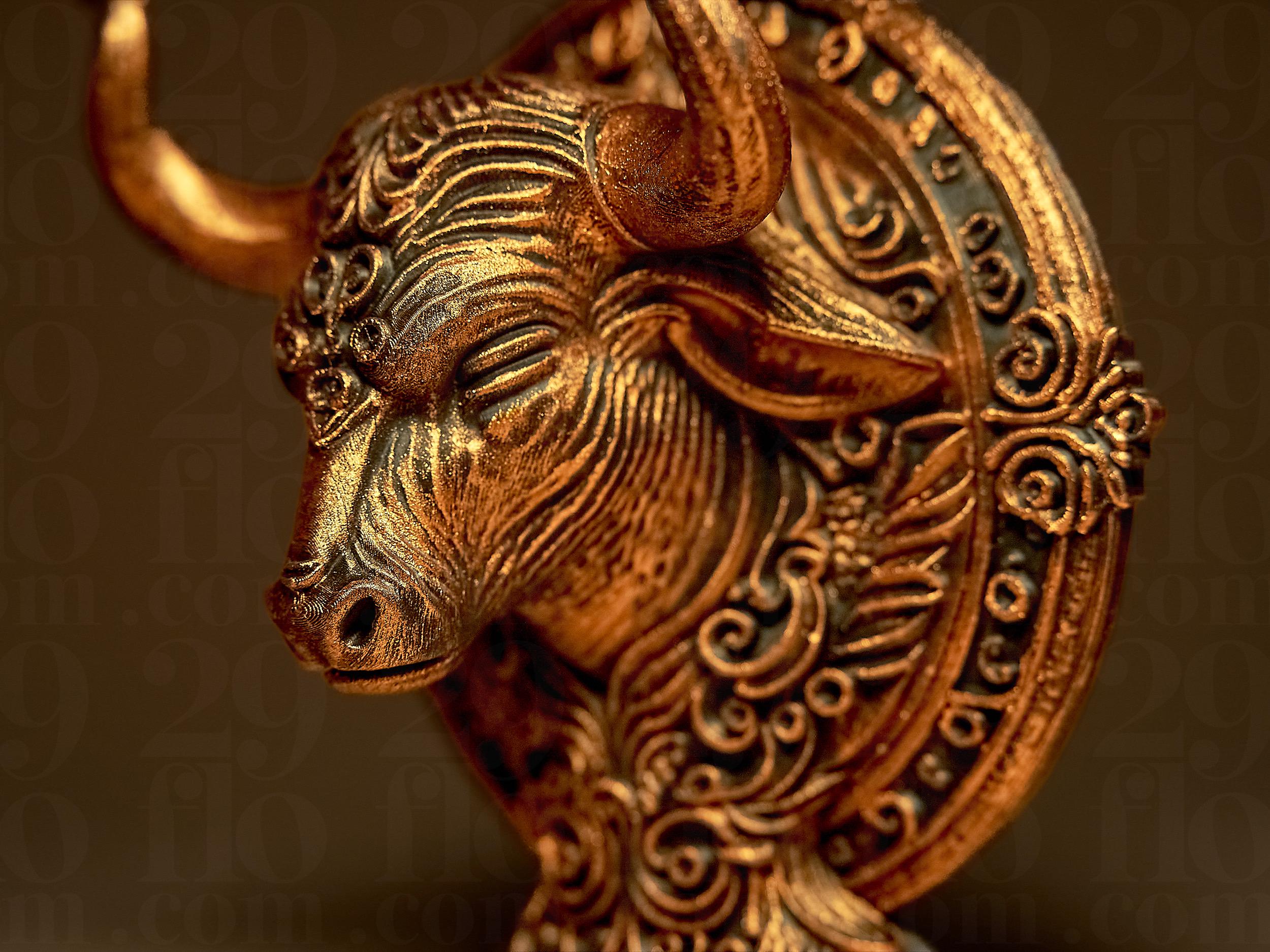 Taureau Astrologique – Statue Signe du Zodiaque Taureau en Impression 3D – Décoration Mystique Bronze – Cadeau Astrologie