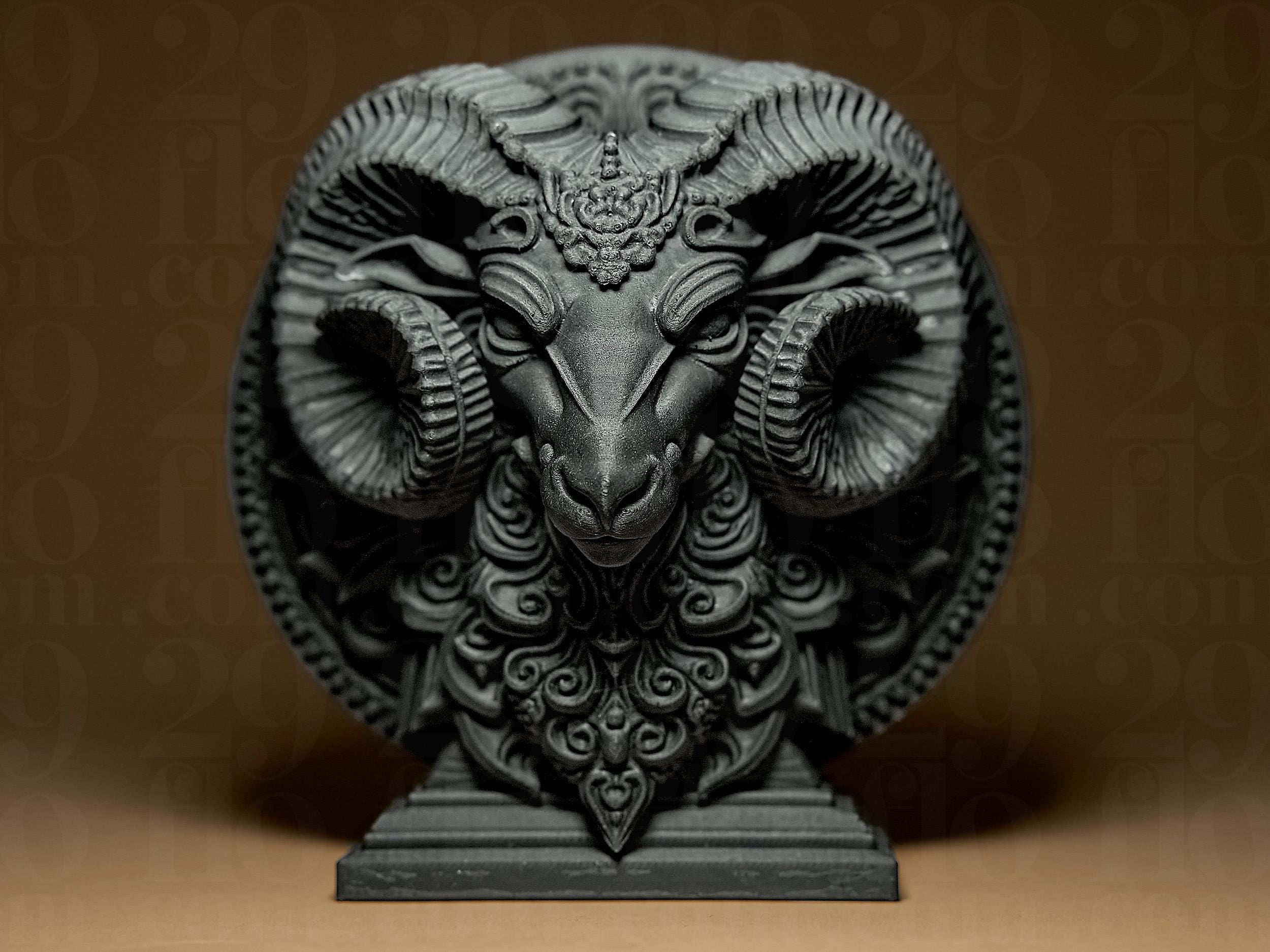 Bélier Astrologique – Statue Signe du Zodiaque Bélier en Impression 3D – Décoration Mystique Effet Bronze – Cadeau Astrologie