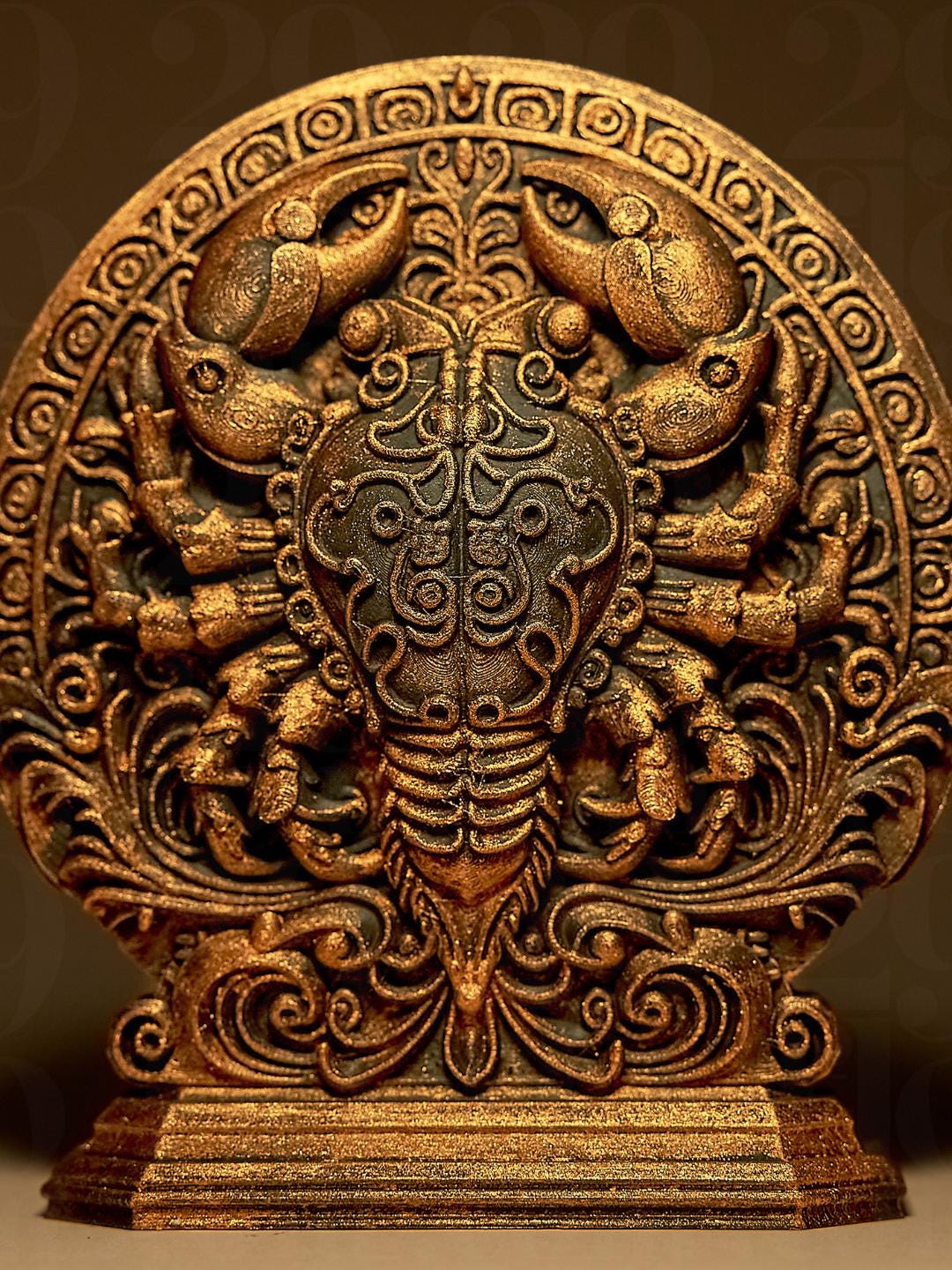 Cancer Astrologique – Statue Signe du Zodiaque Cancer en Impression 3D – Décoration Mystique Effet Bronze – Cadeau Astrologie