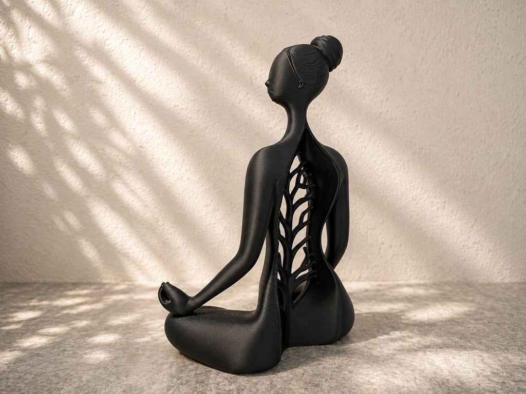 Statue Yoga Femme Zen – Sculpture Méditation Arbre de Vie | Décoration Spirituelle Imprimée en 3D
