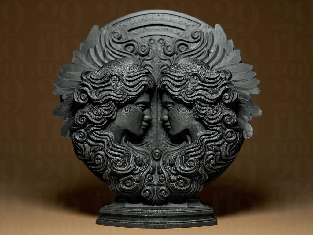 Gémeaux Astrologique – Statue Signe du Zodiaque Gémeaux en Impression 3D – Décoration Mystique Effet Bronze – Cadeau Astrologie