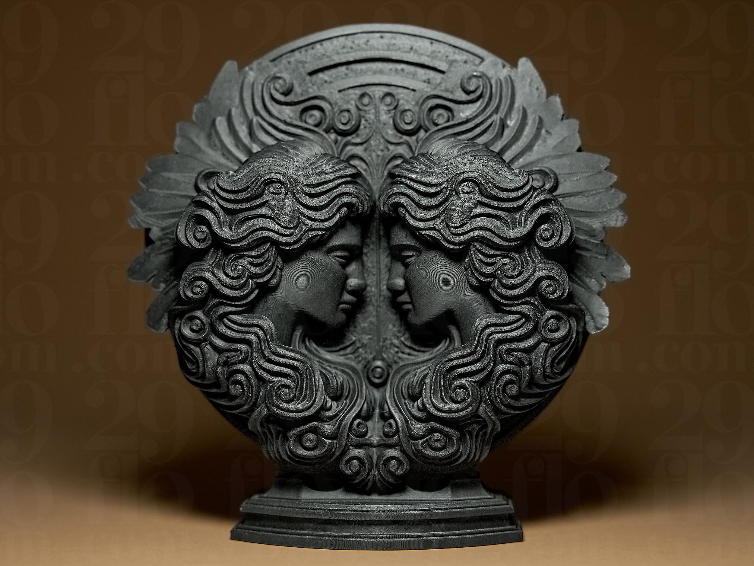 Gémeaux Astrologique – Statue Signe du Zodiaque Gémeaux en Impression 3D – Décoration Mystique Effet Bronze – Cadeau Astrologie