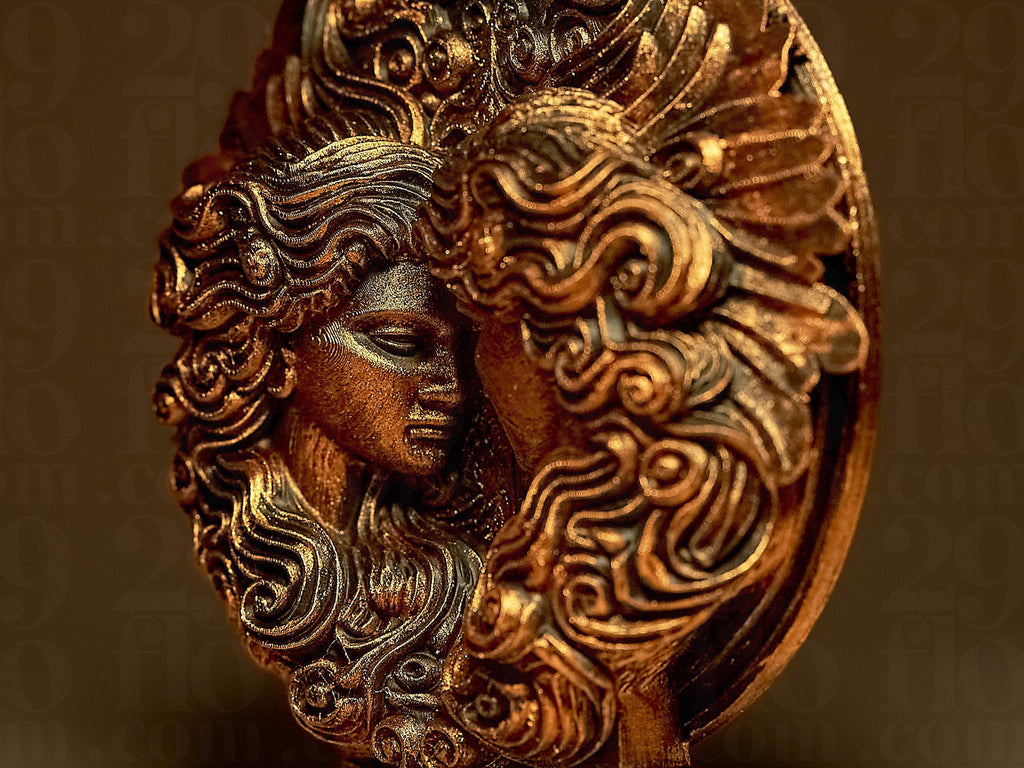 Gémeaux Astrologique – Statue Signe du Zodiaque Gémeaux en Impression 3D – Décoration Mystique Effet Bronze – Cadeau Astrologie