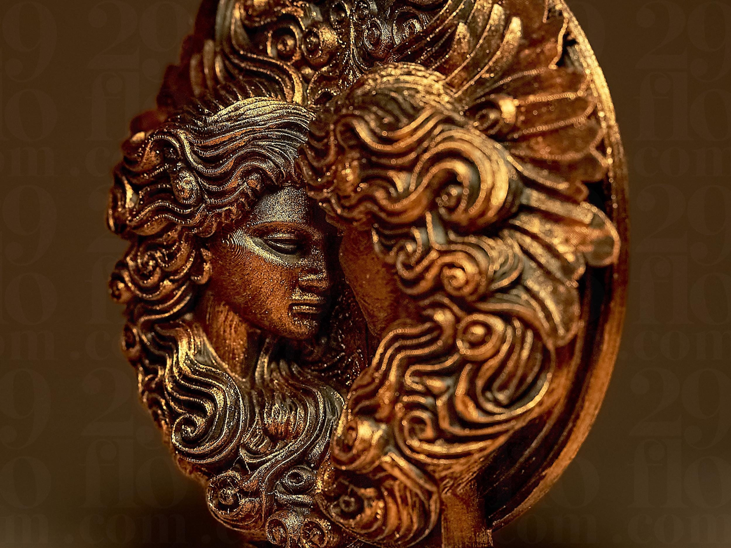 Gémeaux Astrologique – Statue Signe du Zodiaque Gémeaux en Impression 3D – Décoration Mystique Effet Bronze – Cadeau Astrologie