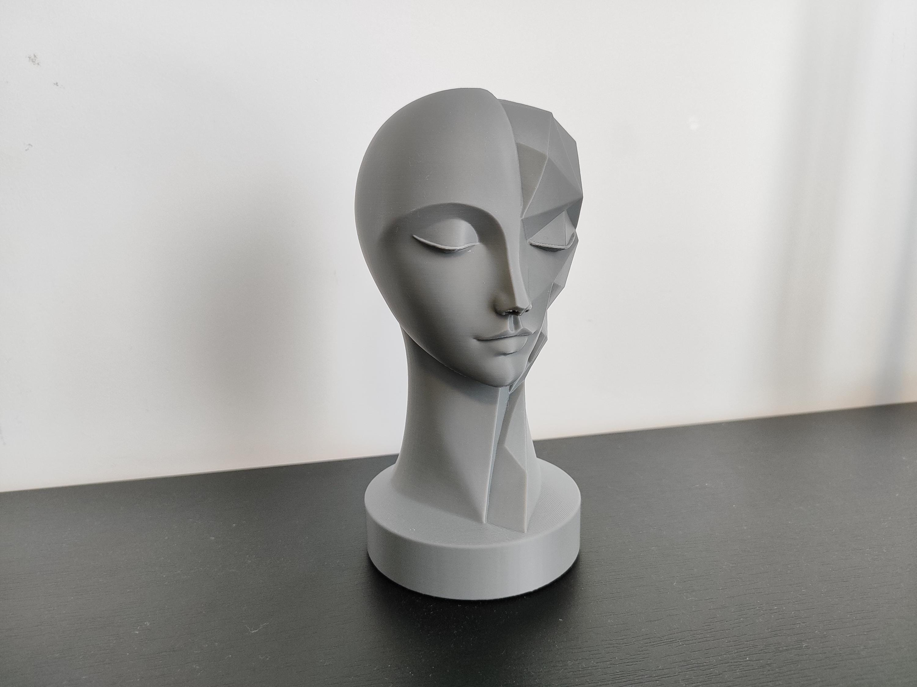 Sculpture Visage Géométrique Moderne – Statue Abstraite Minimaliste Imprimée en 3D | Décoration Design Contemporaine