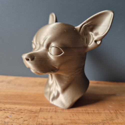 Buste Chihuahua Moderne – Sculpture Chien Imprimée en 3D | Décoration Minimaliste et Design