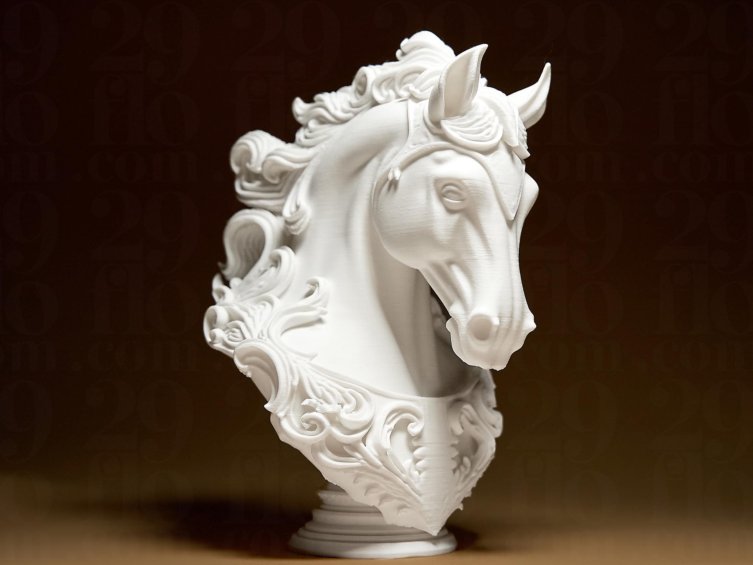 Buste de Cheval Baroque – Sculpture Équestre Imprimée en 3D | Décoration Élégante et Artistique