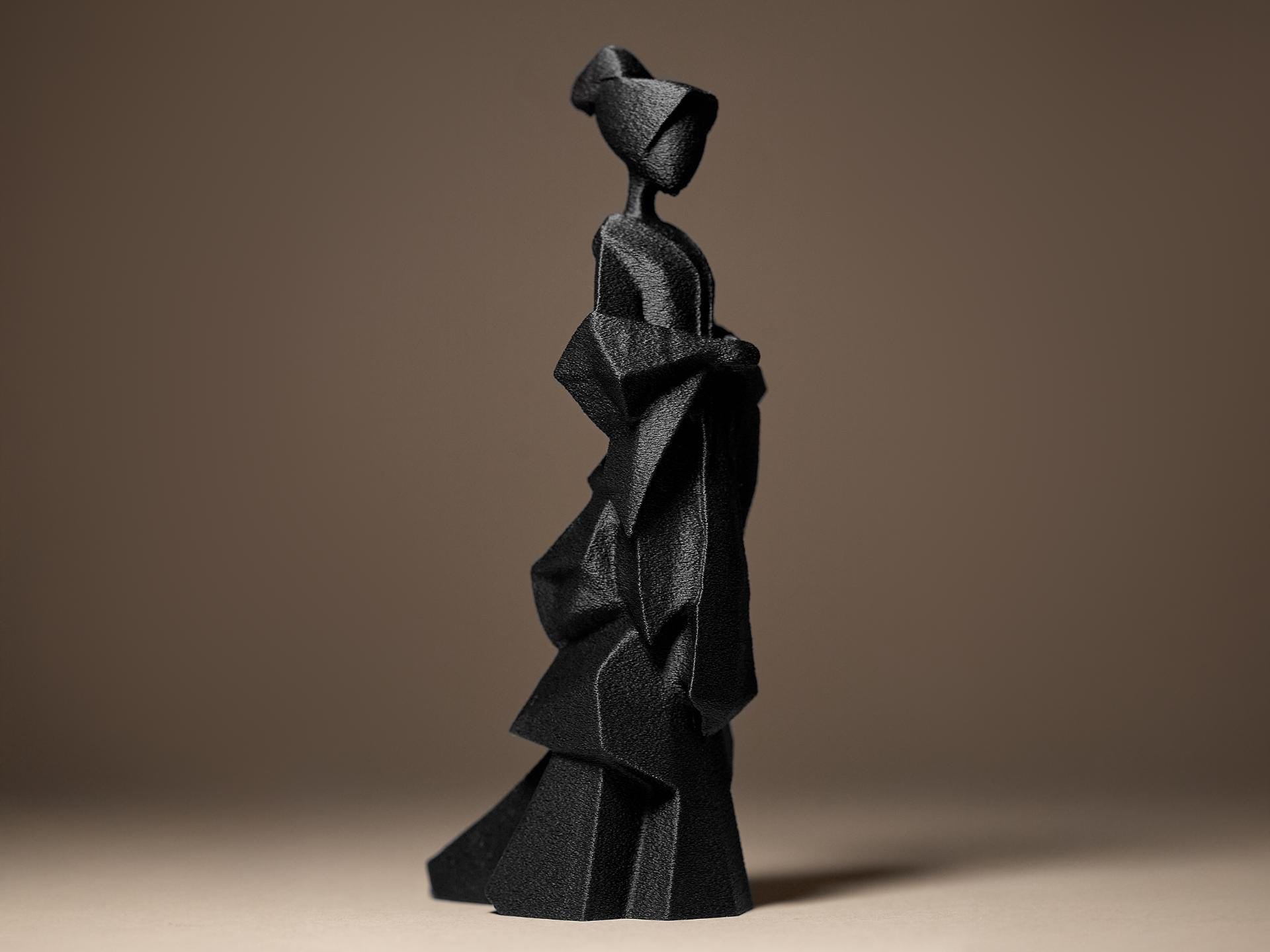 Statue Geisha Minimaliste – Sculpture Japonaise Moderne en Impression 3D – Décoration Zen et Élégante – Style Origami