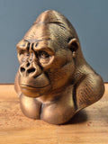 Buste de Gorille – Sculpture Décorative Style Bronze – Statue Animale Moderne – Impression 3D Artisanale