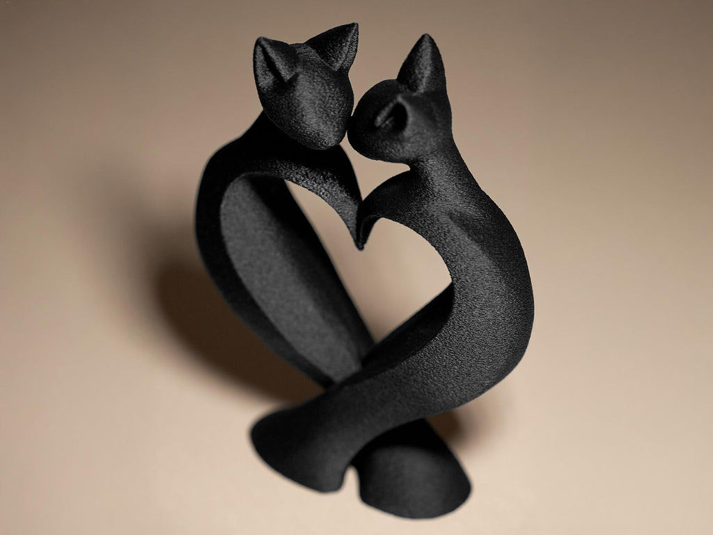 Statue Chats Amoureux – Sculpture Couple de Chats en Forme de Cœur | Décoration Romantique Imprimée en 3D