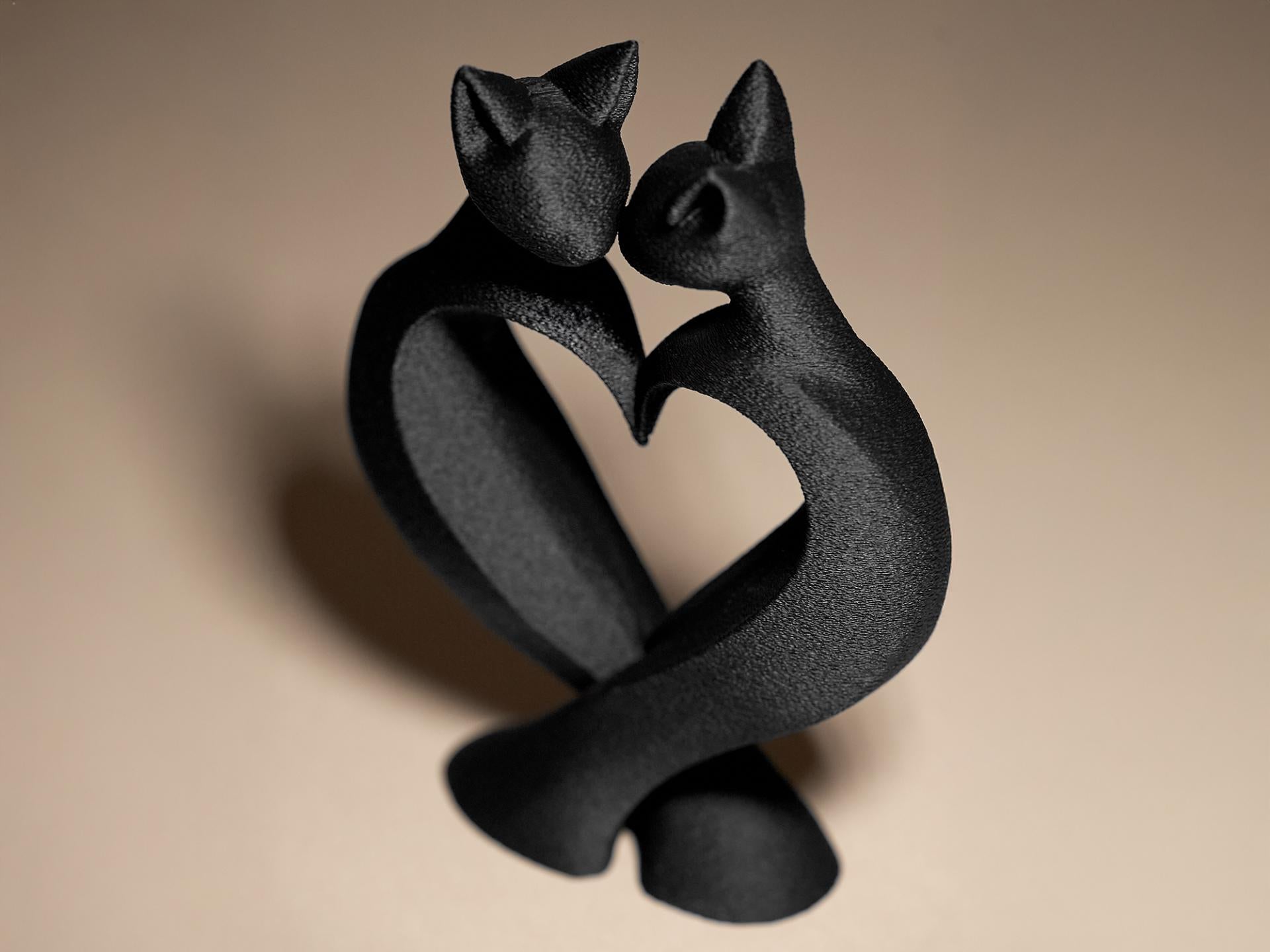 Statue Chats Amoureux – Sculpture Couple de Chats en Forme de Cœur | Décoration Romantique Imprimée en 3D