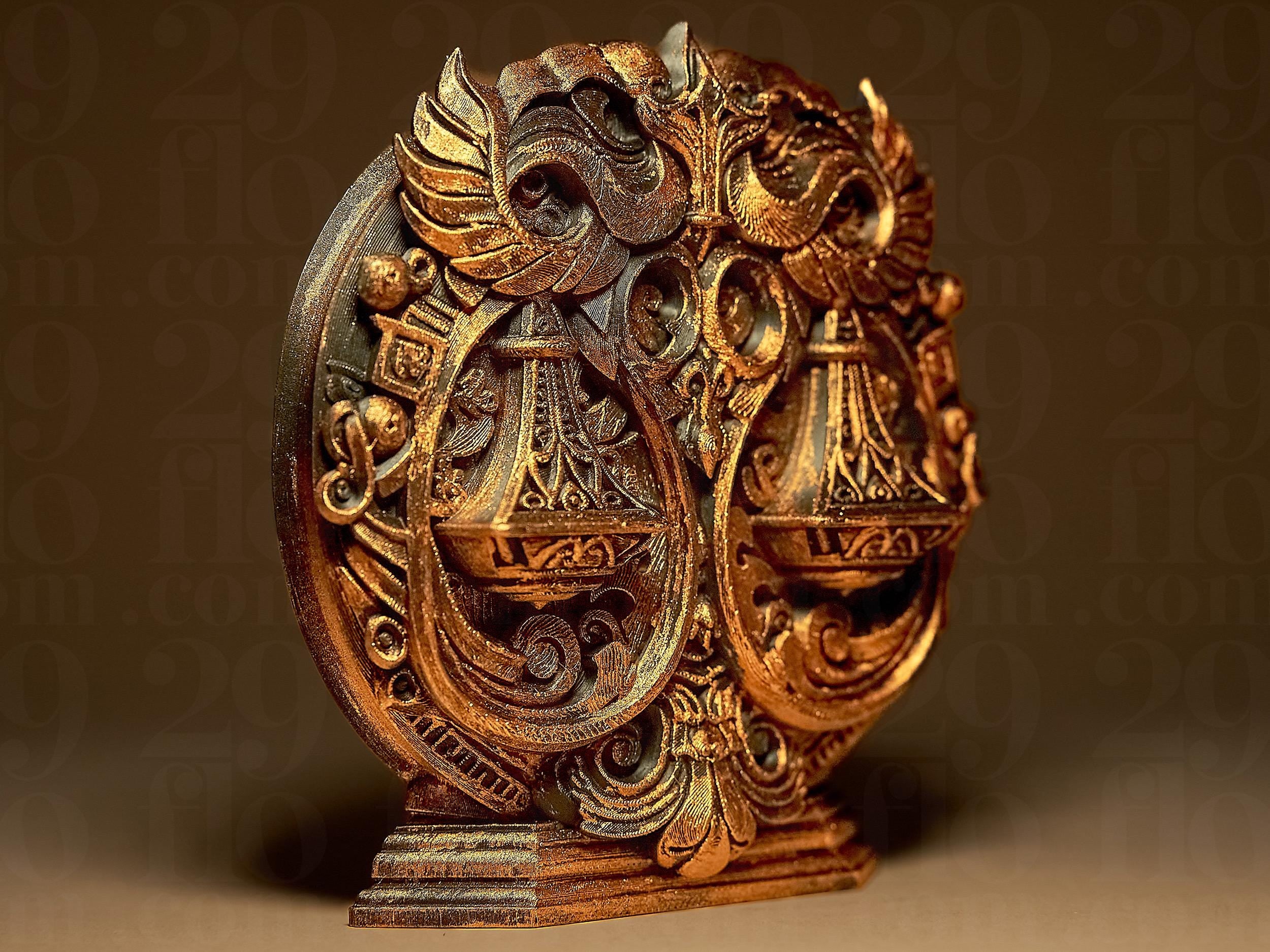 Statue Balance du Zodiaque – Sculpture Astrologique en Relief – Décoration Mystique Effet Bronze – Impression 3D Artisanale