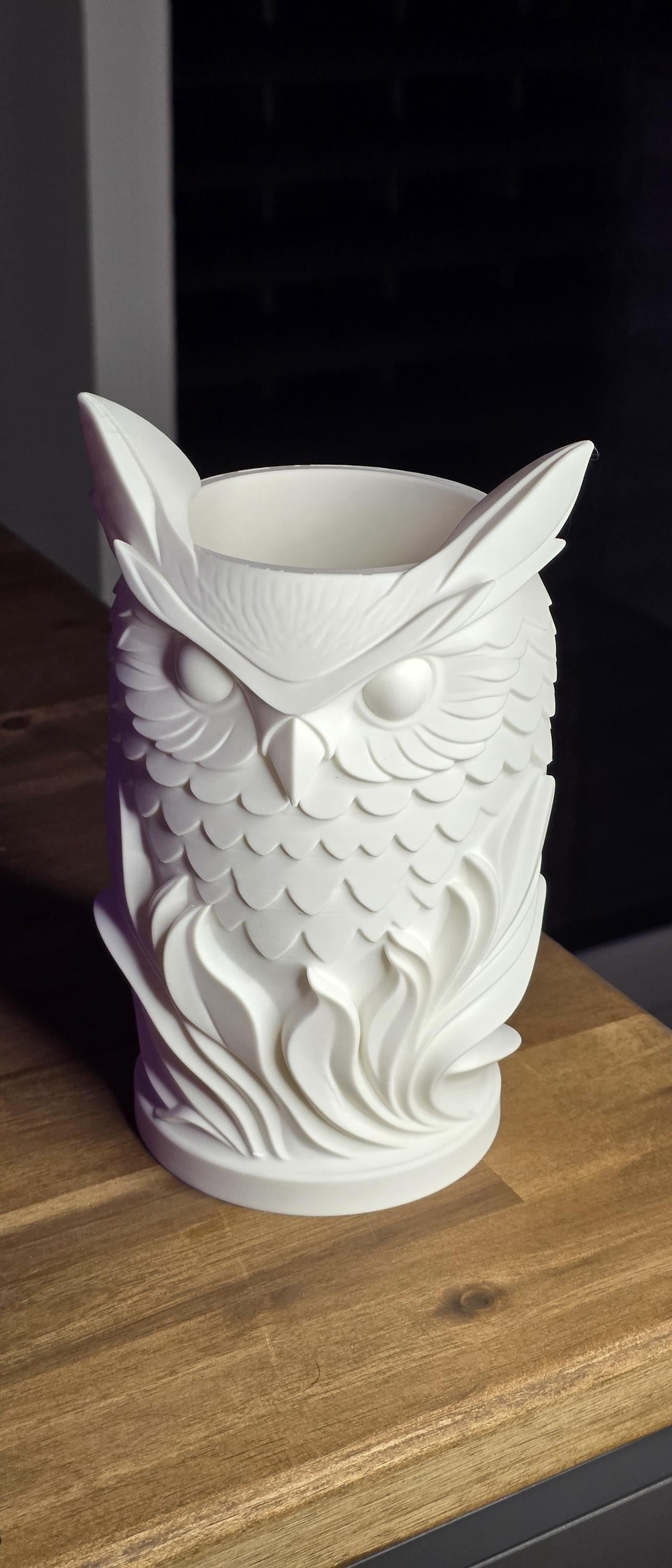 Pot Hibou Décoratif Imprimé en 3D – Cache-Pot Design Minimaliste – Décoration Intérieure Moderne – Organiseur Bureau