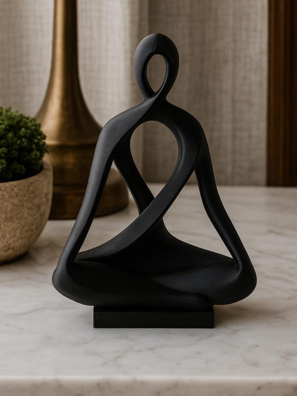 Statue Yoga Abstraite Moderne – Sculpture Zen Méditation | Décoration Intérieure Imprimée en 3D