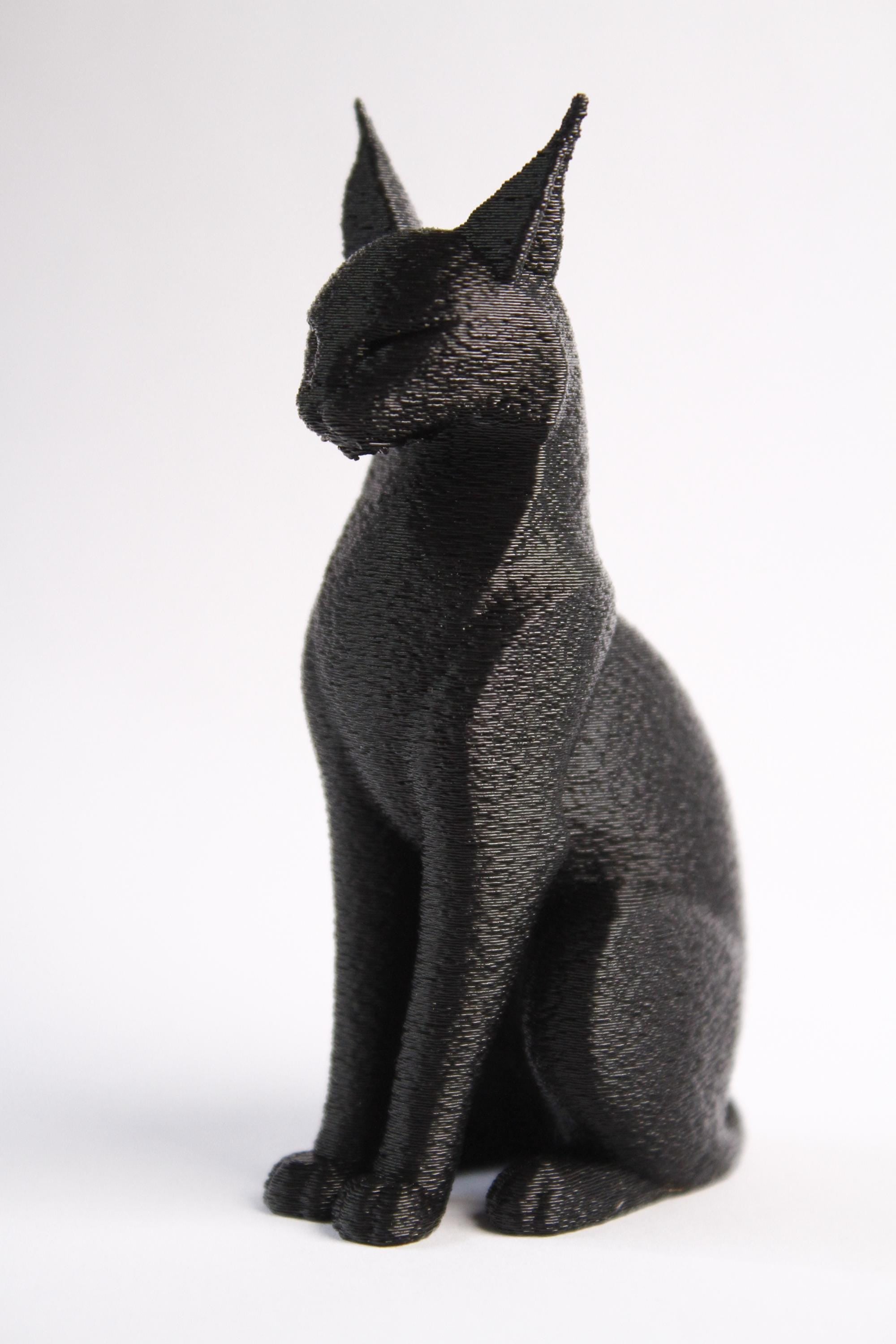 Statue Chat Égyptien Noir – Sculpture Minimaliste Moderne – Décoration Imprimée en 3D