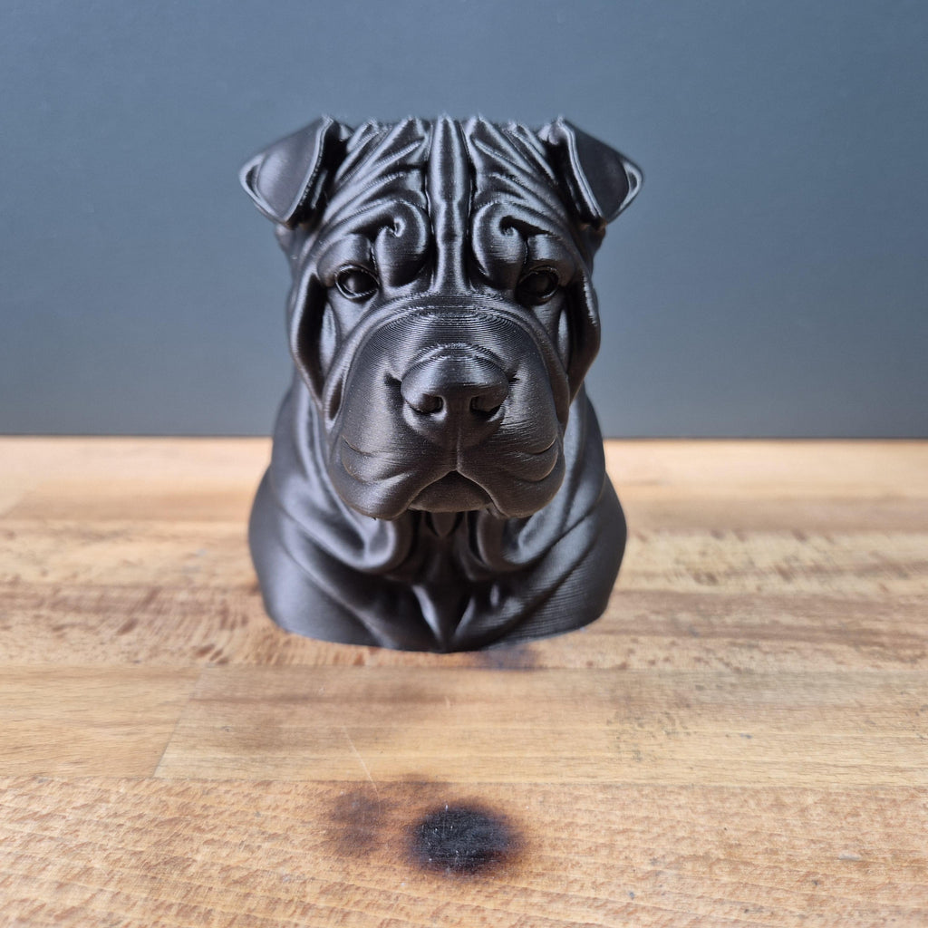 Buste Shar Pei – Statue Chien Moderne – Sculpture Décorative Imprimée en 3D