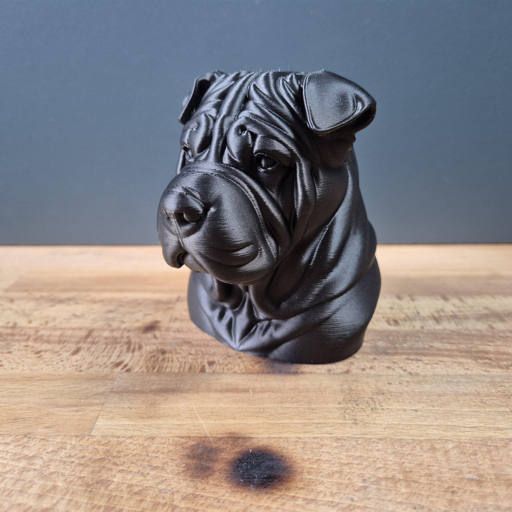 Buste Shar Pei – Statue Chien Moderne – Sculpture Décorative Imprimée en 3D